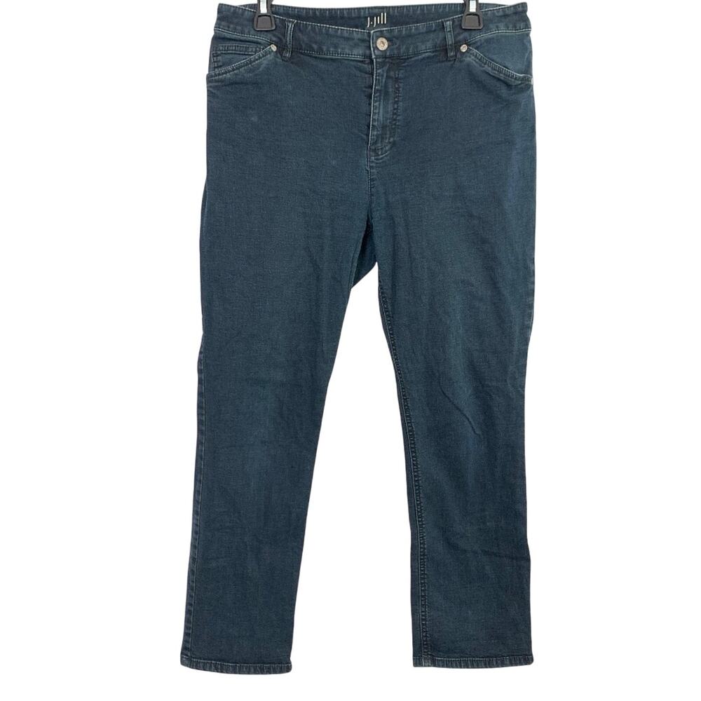 J Jill Womens Stretch Straight Leg Slim Ankle Dark Wash Jeans sz 10 x 27 Ankle